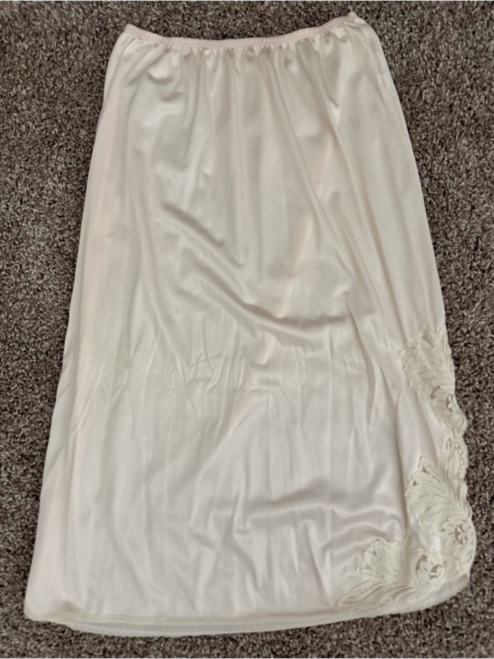 Pale Pink Vintage Half Slip with Lace Applique
